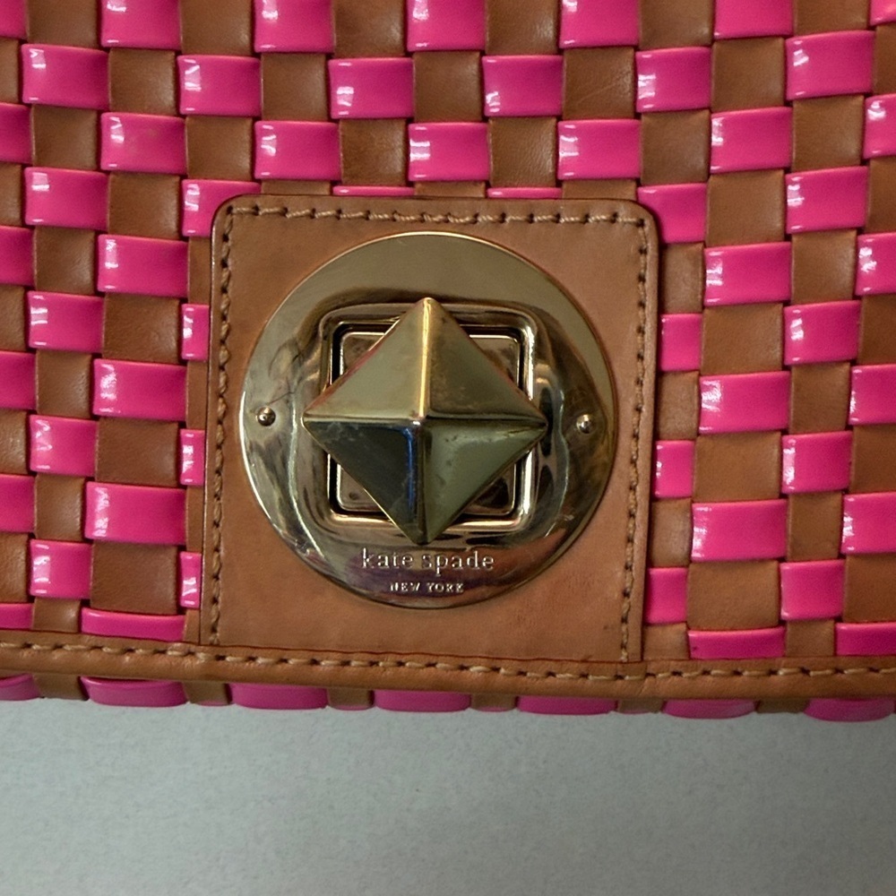 Kate Spade Pink and Tan Woven Clutch - Picture 3 of 6